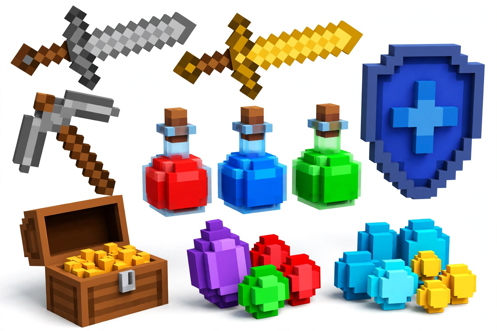 Blocky game items collection