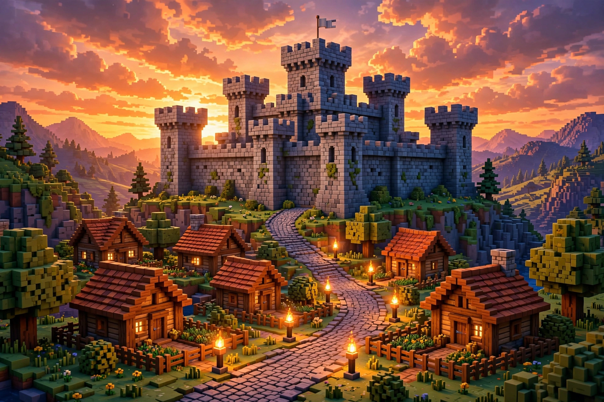 Blocky RPG castle world